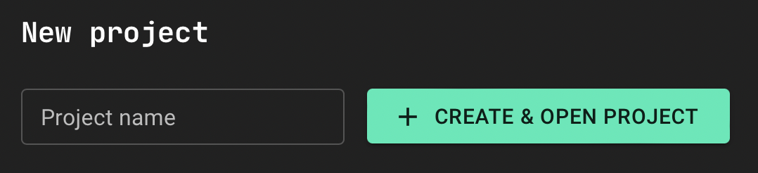 New project form (screenshot)
